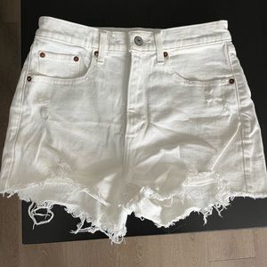 Abercrombie and Fitch white ripped shorts